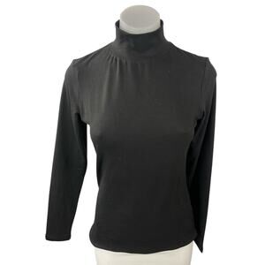 NEW Ekouaer Womens Black Mock Neck Long Sleeve Slim Casual T-Shirt Sweater Top S